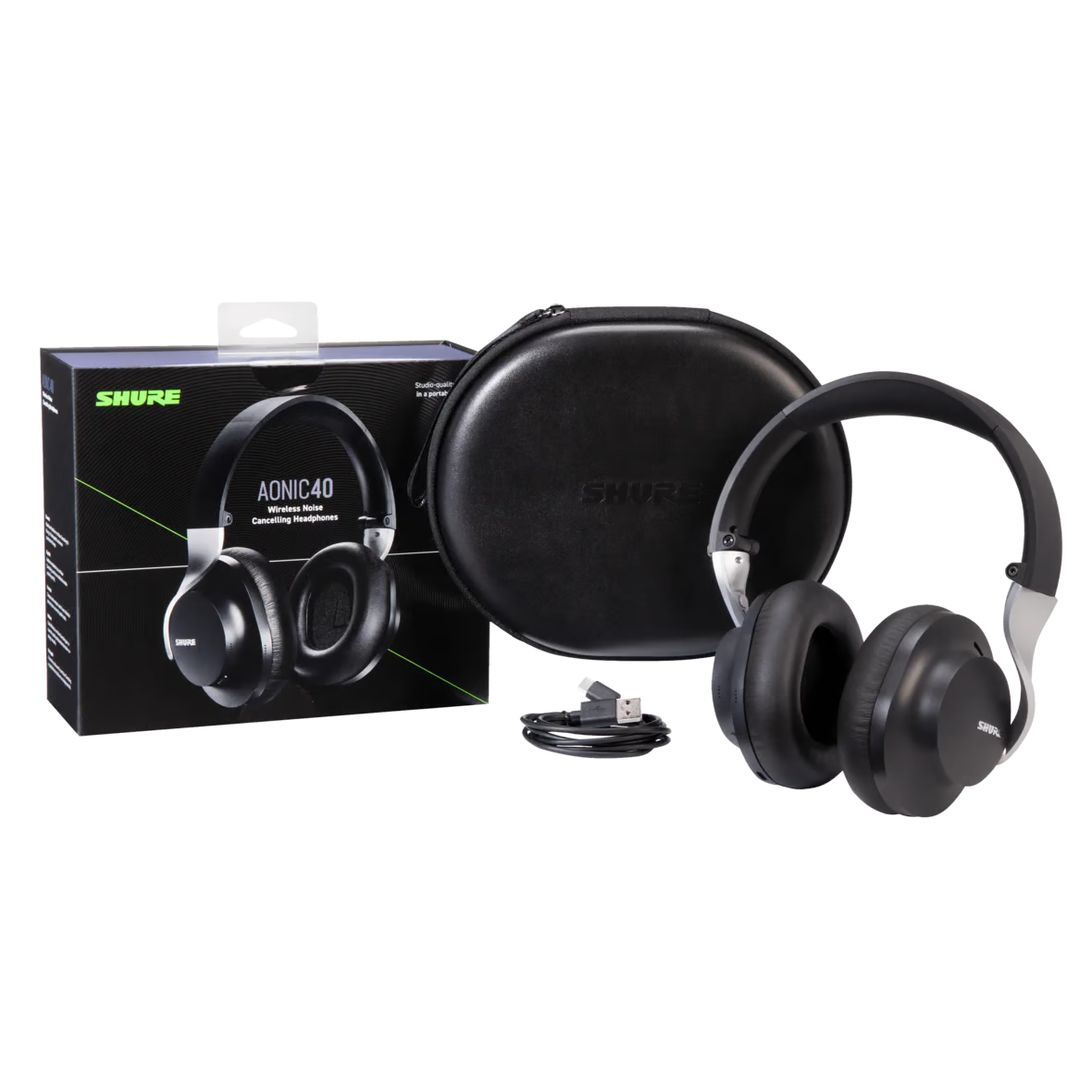 Shure AONIC 40 Wireless Headphones Premium Noise Cancelling - Black