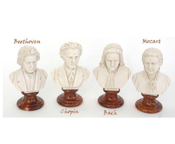 BUST 15CM-CRUSH MARBLE MOZART (PATINA)