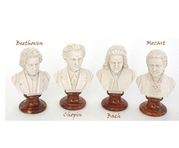 BUST 15CM-CRUSH MARBLE BACH (PATINA)