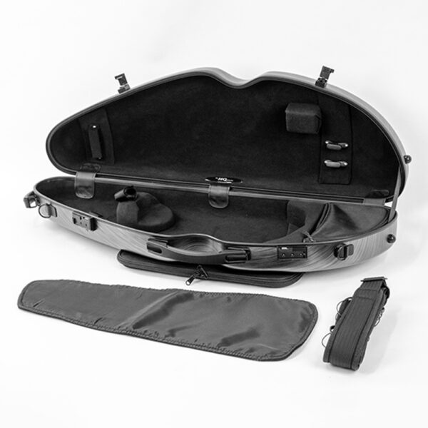 HQ Polycarbonate 1/2 Moon Violin Case - Silver / Black