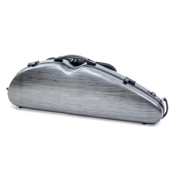 HQ Polycarbonate 1/2 Moon Violin Case - Silver / Black