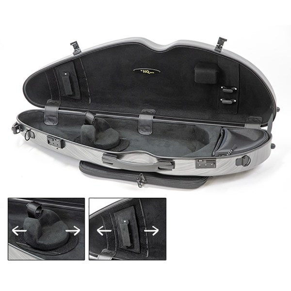 HQ PC Half Moon Violin Case Brushed Rose Gold Adjustable 4/4-1/2