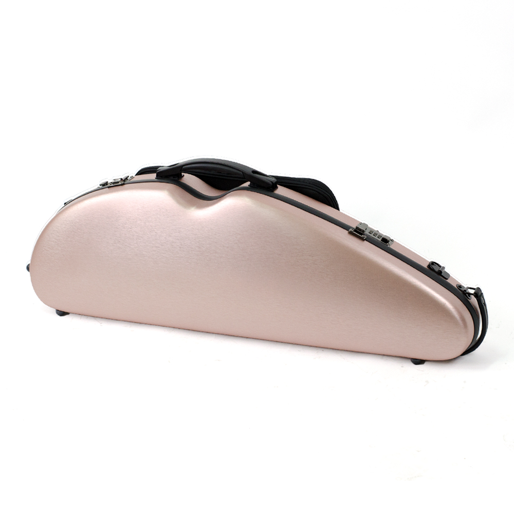 HQ PC Half Moon Violin Case Brushed Rose Gold Adjustable 4/4-1/2