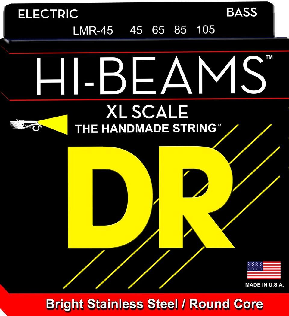 DR Strings 'Hi Beam' Stainless Steel 4-String Bass Set - 45-105 (XL Scale)