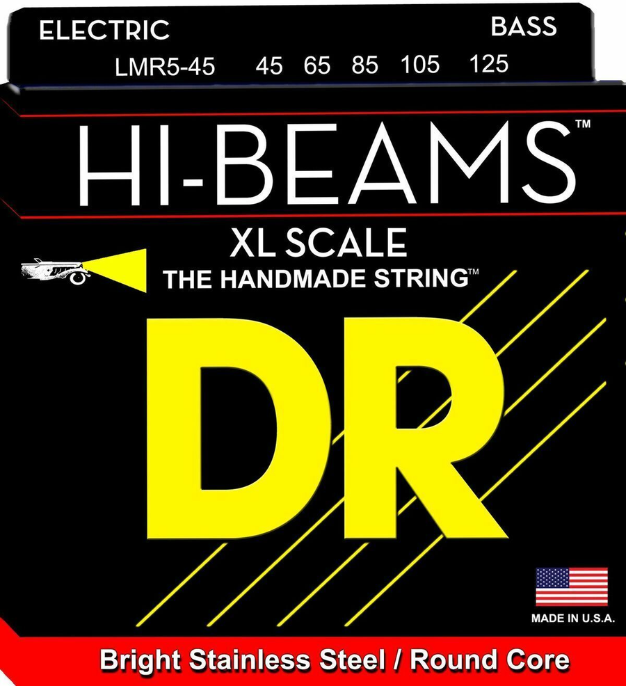 DR Strings 'Hi Beam' Stainless Steel 5-String Bass Set - 45-125 (XL Scale)