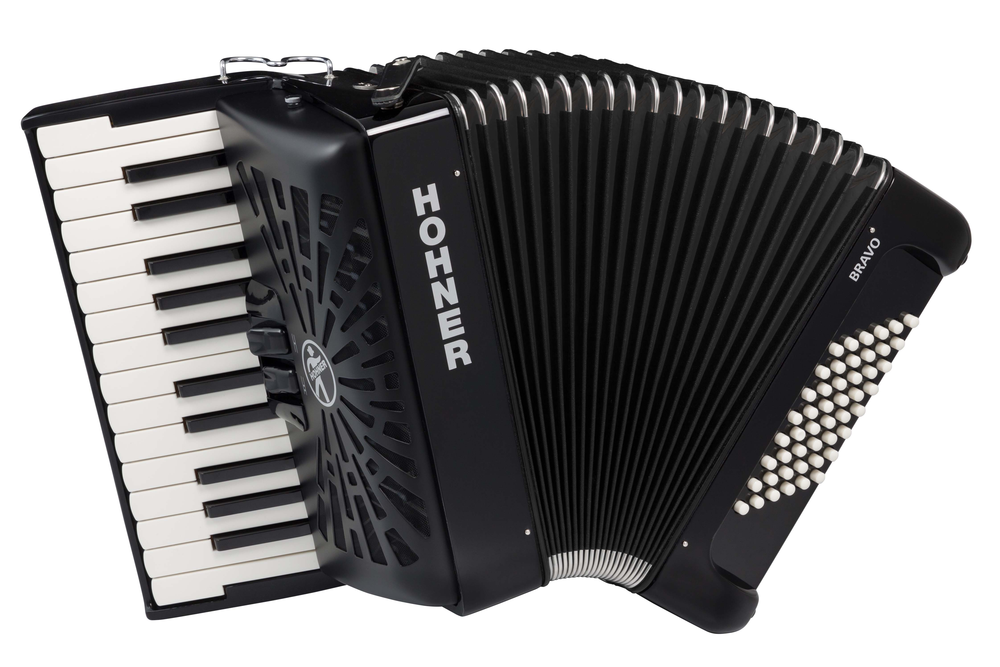 Hohner Bravo II 48 Silentkey Accordian - Black