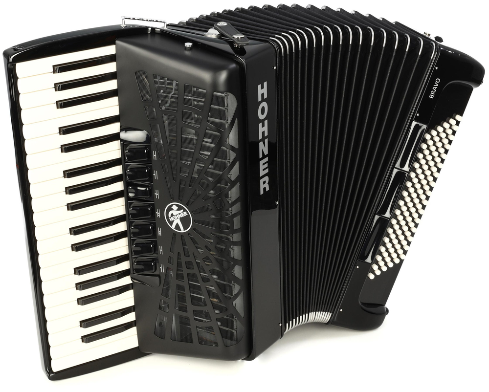 Hohner Bravo III 96 Silentkey Accordian - Black