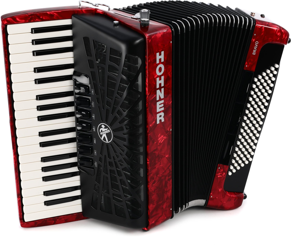 Hohner Bravo III 96 Silentkey Accordian - Red