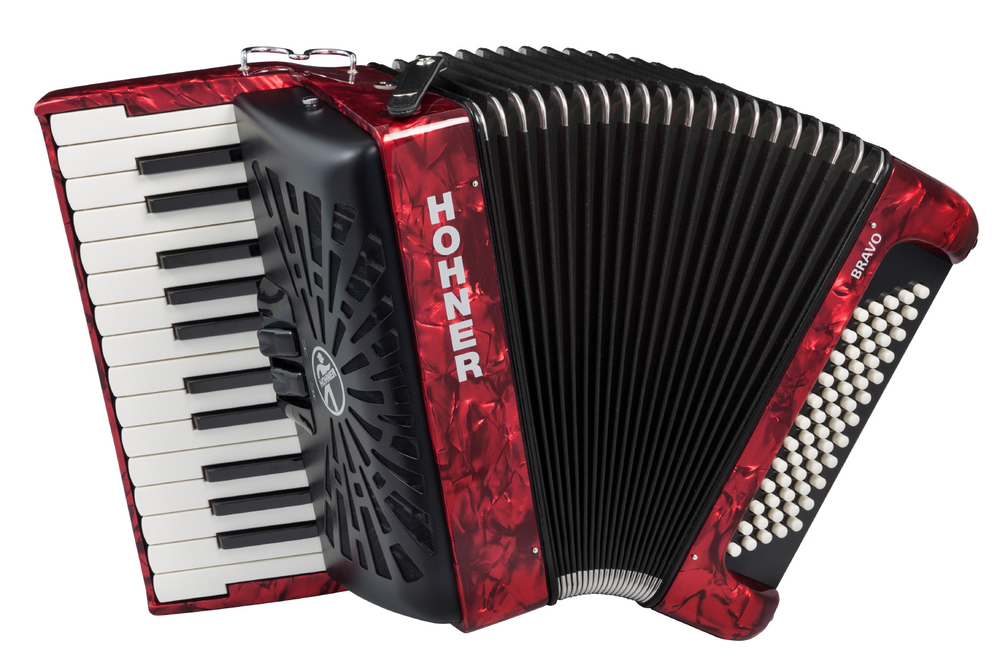 Hohner Bravo II 60 Silentkey Accordian - Red