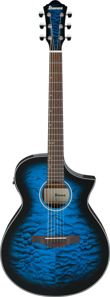 Ibanez AEWC16QA Acoustic Guitar - Transparent Blue Sunburst High Gloss top / Natural High Gloss back and sides