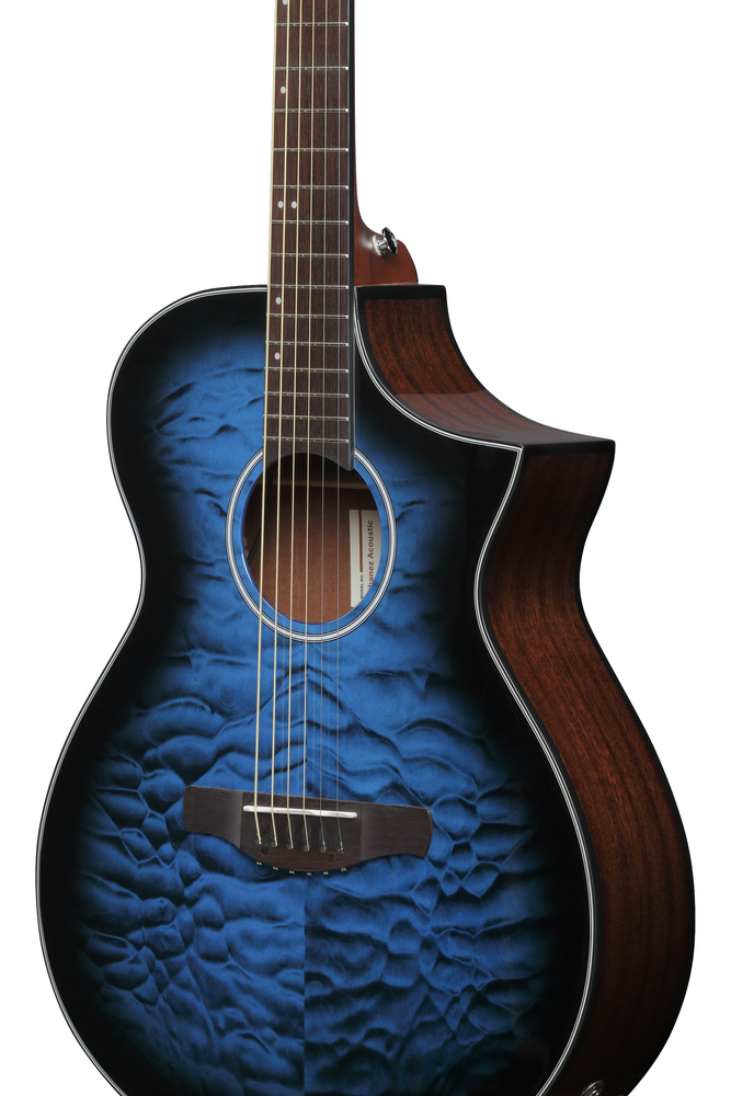 Ibanez AEWC16QA Acoustic Guitar - Transparent Blue Sunburst High Gloss top / Natural High Gloss back and sides