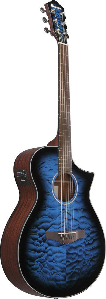 Ibanez AEWC16QA Acoustic Guitar - Transparent Blue Sunburst High Gloss top / Natural High Gloss back and sides