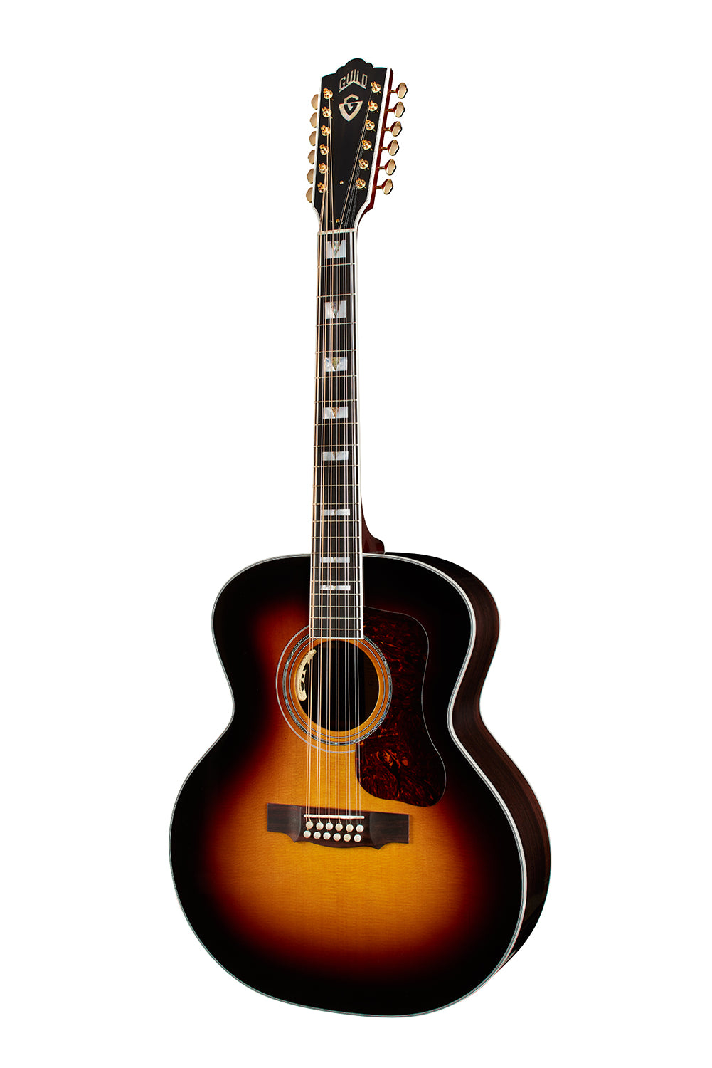 Guild USA F-512E Jumbo 12-String w/Pickup + Case - Antique Burst (Spruce / Rosewood)
