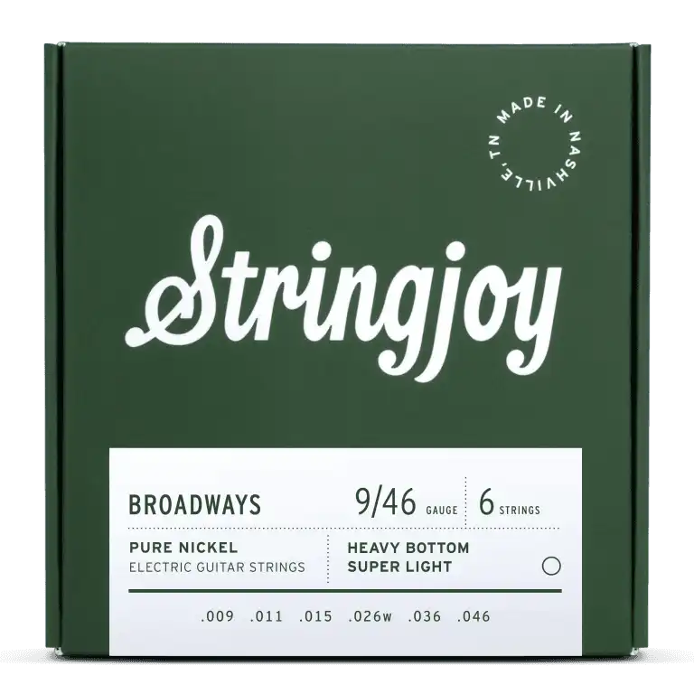 Stringjoy Broadways | Heavy Bottom Super Light Gauge (9-46) Pure Nickel Electric Guitar Strings