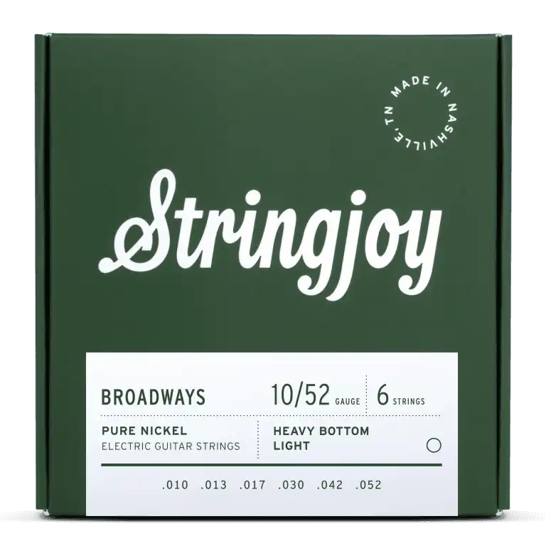 Stringjoy Broadways | Heavy Bottom Light Gauge (10-52) Pure Nickel Electric Guitar Strings