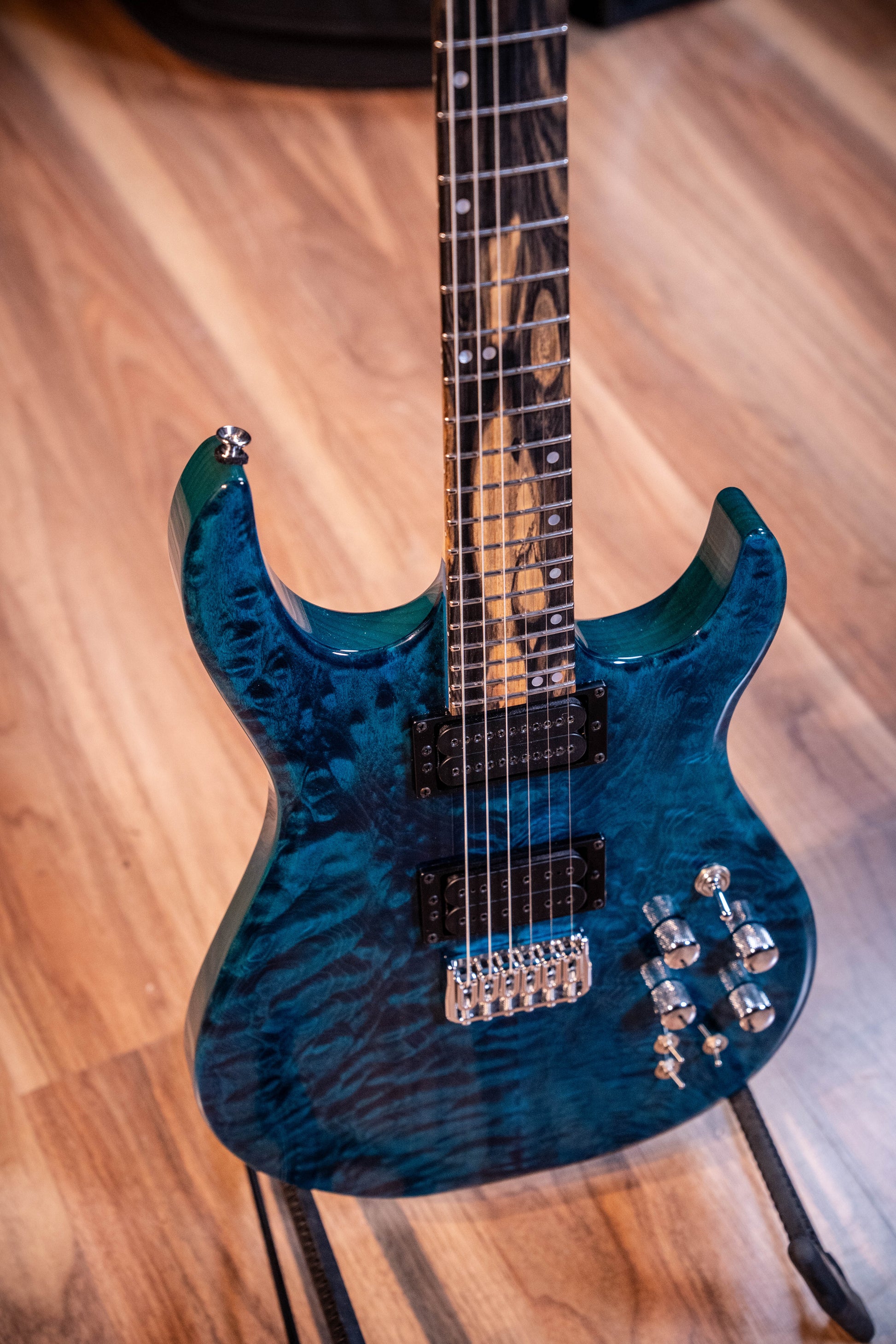 Kiesel Custom USA DC127 Electric Guitar w/Original Bag - Trans Blue - Pre-Owned (Signed by Mark Kiesel)