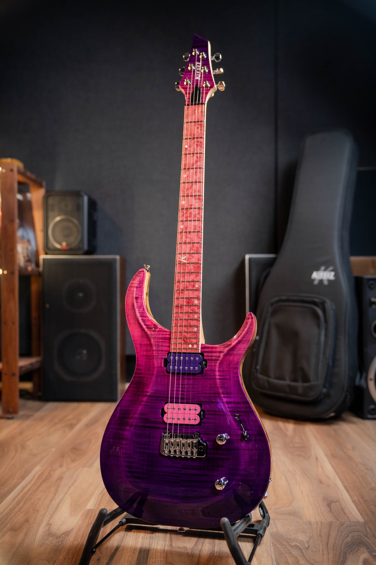Kiesel Custom CT6 Cresent w/Gig Bag - Pink/Purple Fade - Pink Fretboard - Pre-Owned