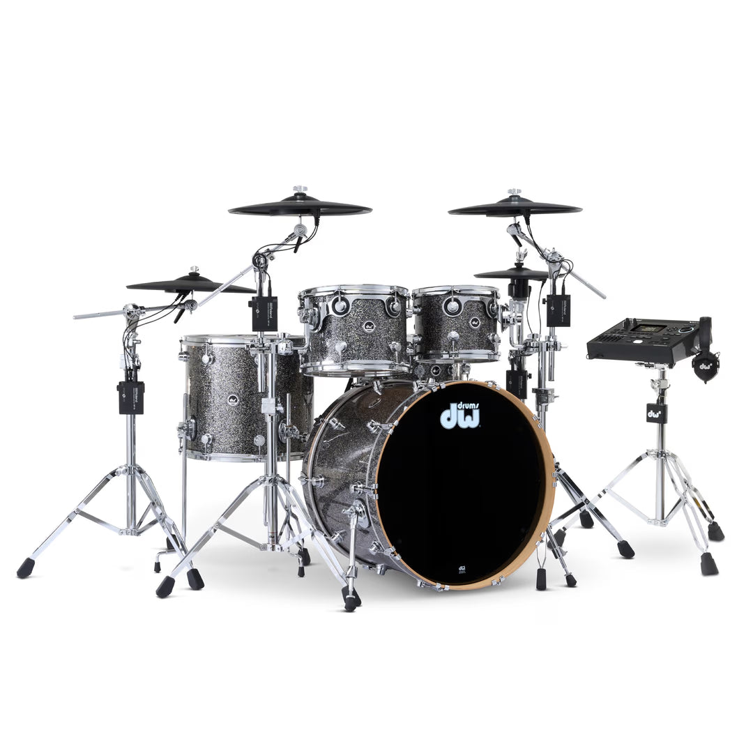 DWe 5pc Shell Pack w/ 4-Cymbal pack, 5000 series HW pack & V51 Module - Black Galaxy