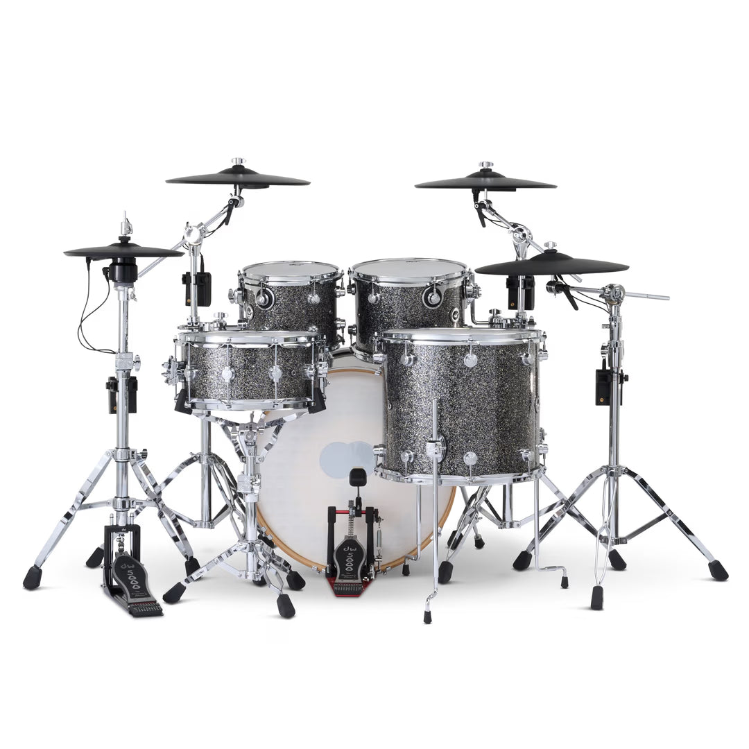 DWe 5pc Shell Pack w/ 4-Cymbal pack, 5000 series HW pack & V51 Module - Black Galaxy