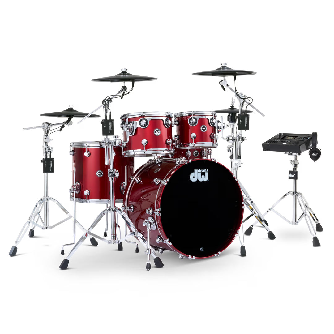 DWe 5pc Shell Pack w/ 4-Cymbal pack, 5000 series HW pack & V51 Module - Black Cherry Metallic