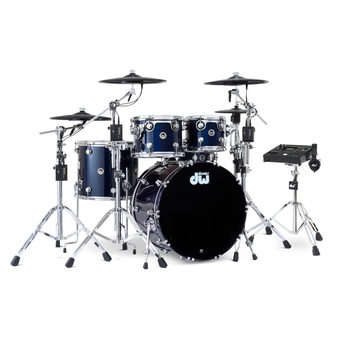 DWe 5pc Shell Pack w/ 4-Cymbal pack, 5000 series HW pack & V51 Module - Midnight Blue Metallic