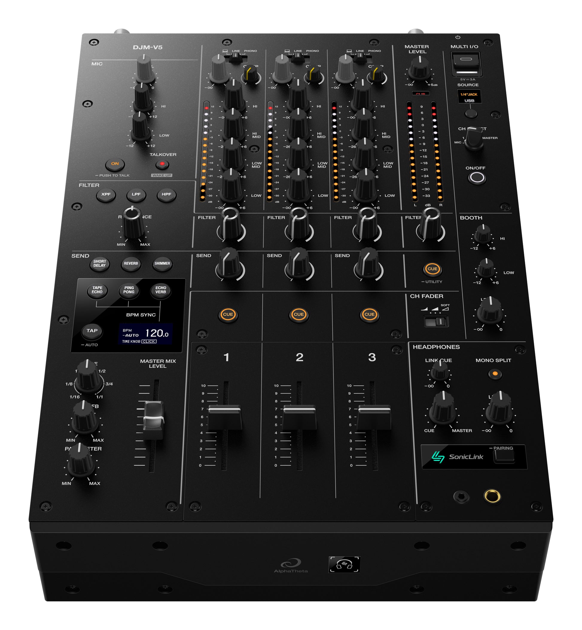 AlphaTheta DJMV5 3-channel professional DJ mixer