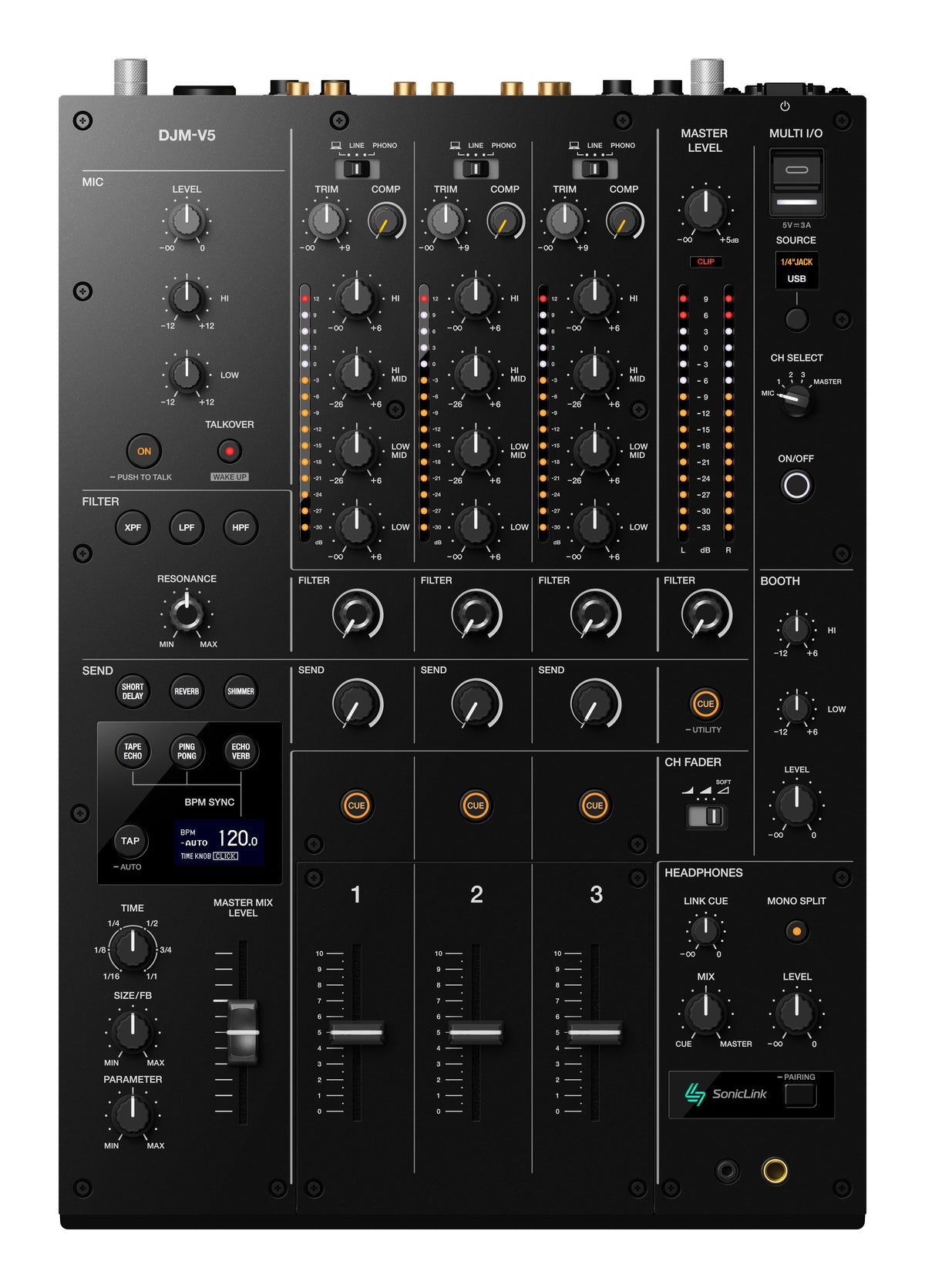 AlphaTheta DJMV5 3-channel professional DJ mixer