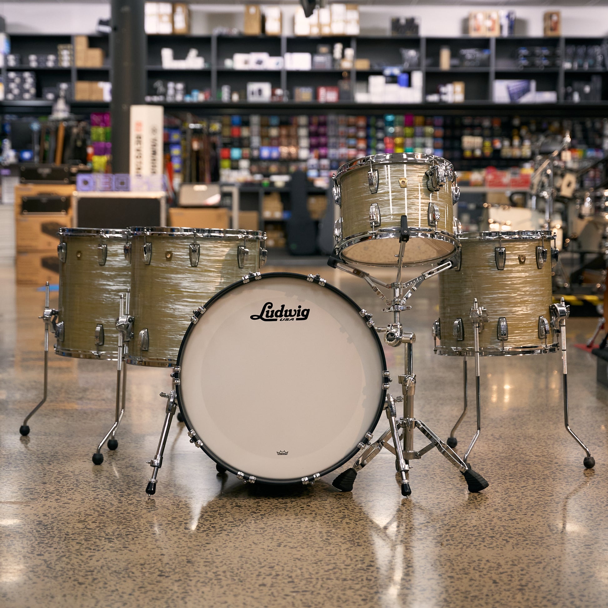 Ludwig Classic Maple 5pc Drum Kit w/Bags - Olive Oyster - Pre-Owned