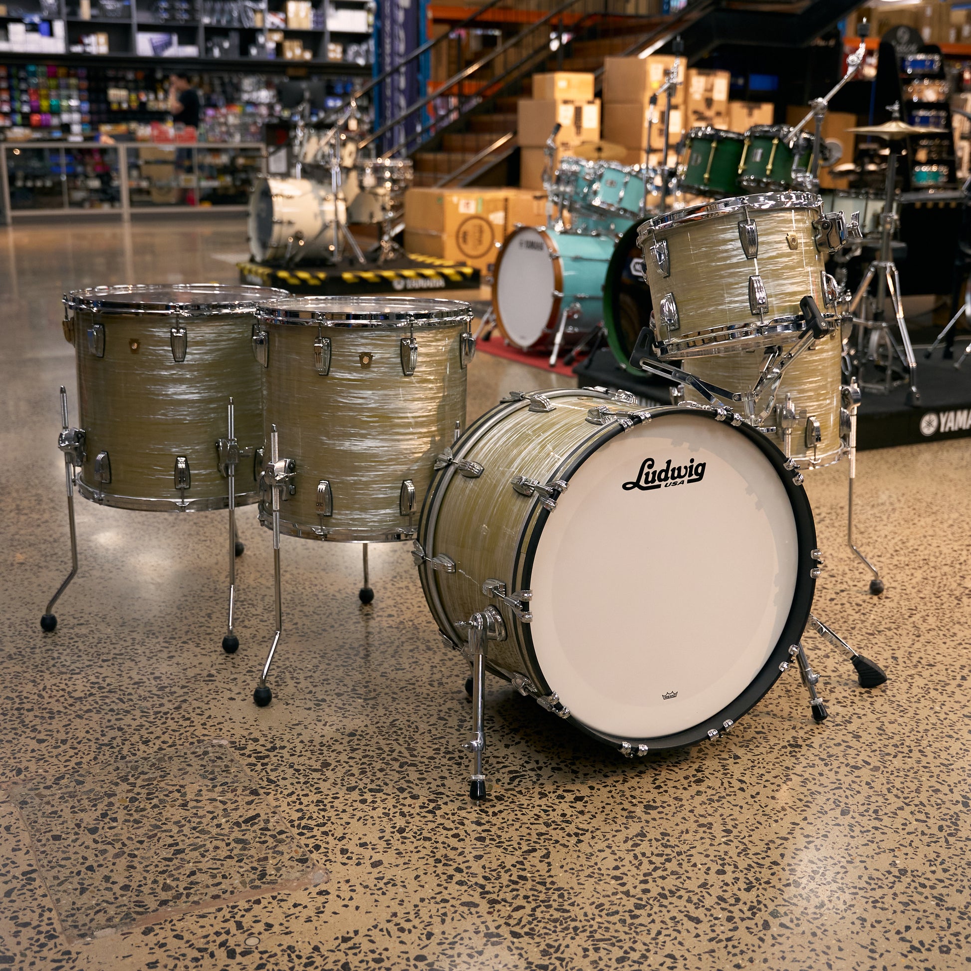 Ludwig Classic Maple 5pc Drum Kit w/Bags - Olive Oyster - Pre-Owned