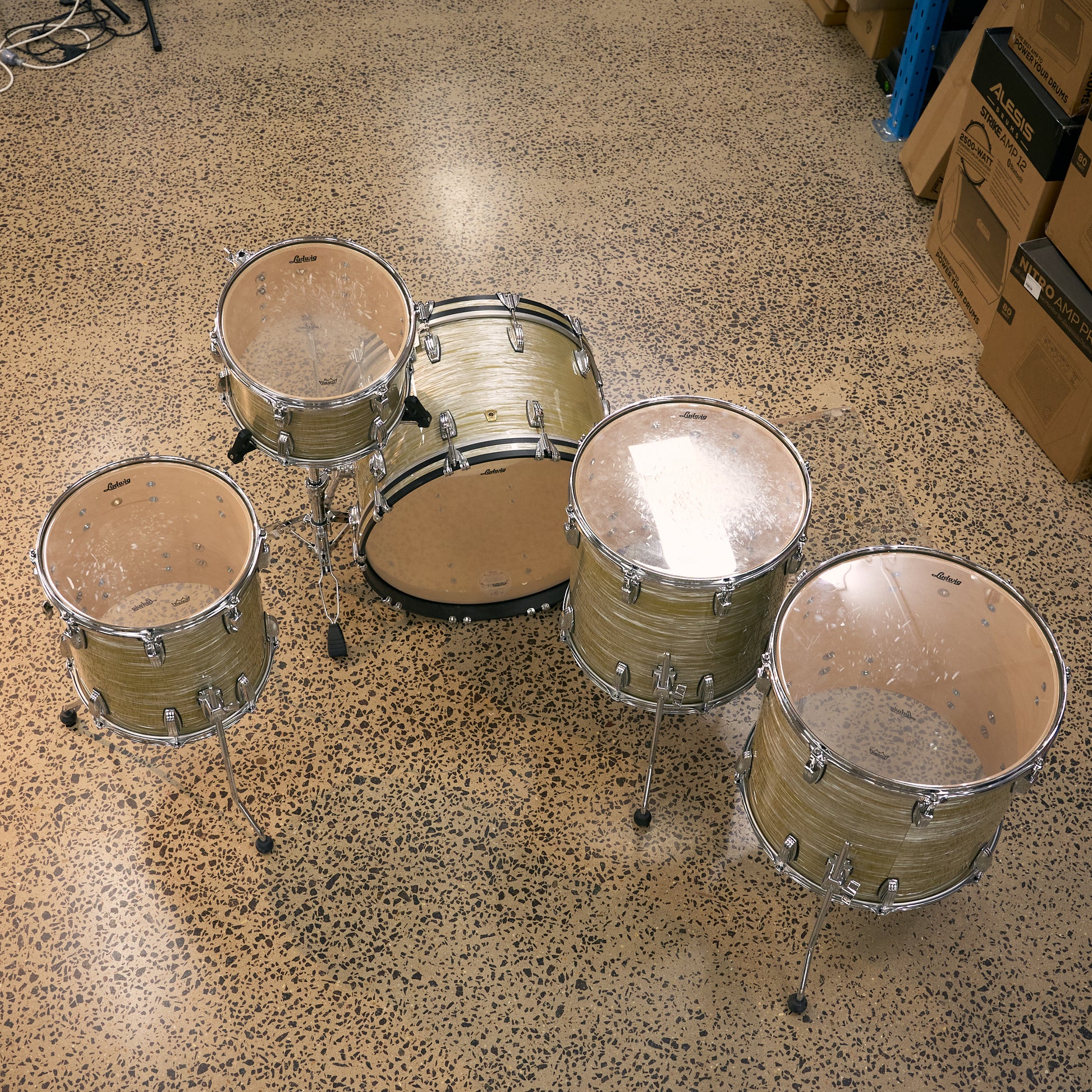 Ludwig Classic Maple 5pc Drum Kit w/Bags - Olive Oyster - Pre-Owned