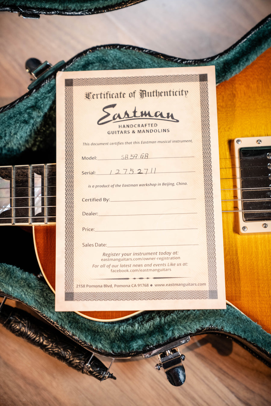 Eastman SB59GB LP Electric Guitar w/Case - Gold Burst - Pre-Owned
