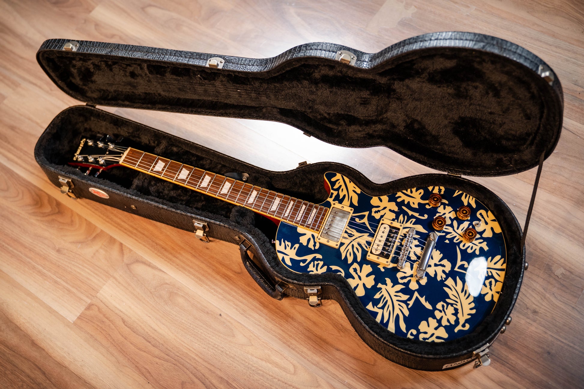 Edwards ESP E-MA- '98 Aloha Ken w/Hard Case - Blue White Hibiscus - Pre-Owned