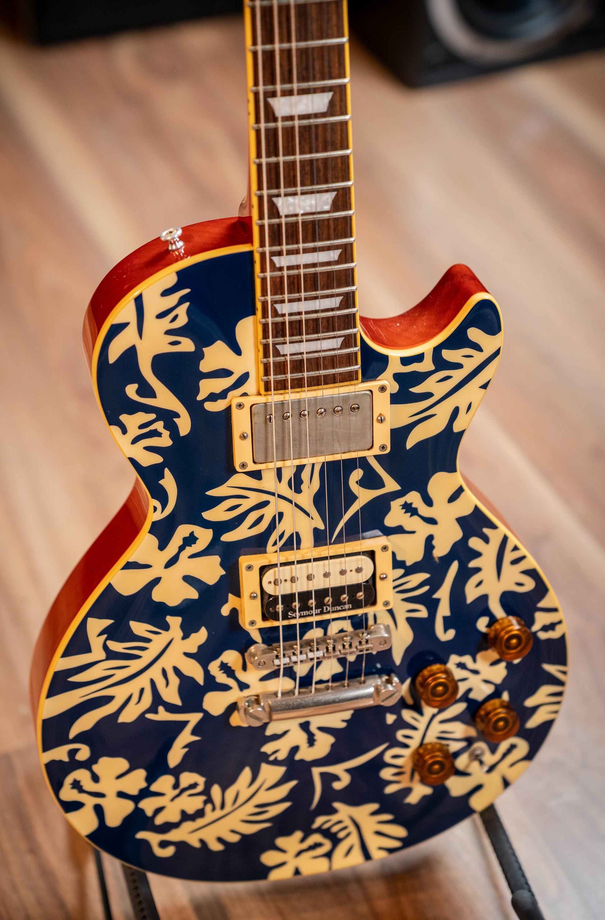 Edwards ESP E-MA- '98 Aloha Ken w/Hard Case - Blue White Hibiscus - Pre-Owned