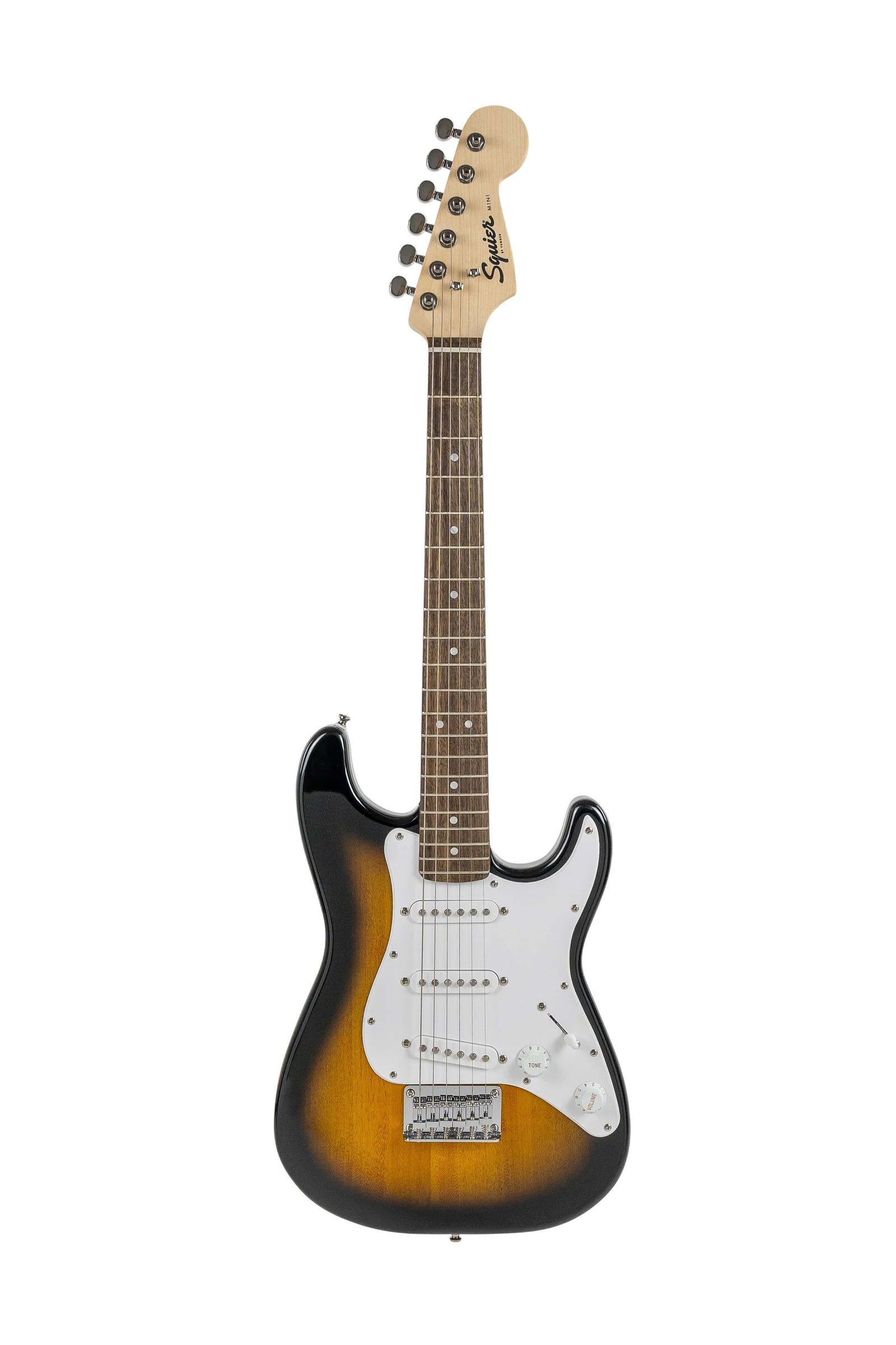 Squier FSR Mini Stratocaster - Laurel Fingerboard - White Pickguard - Brown Sunburst