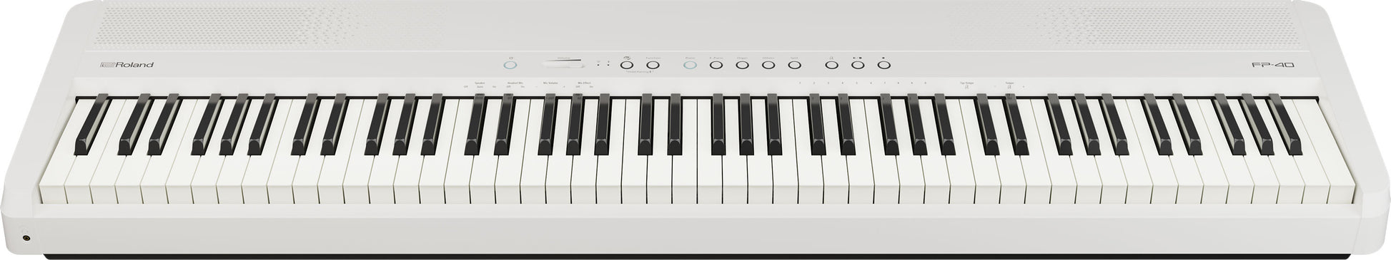 Roland FP40WH Digital Piano - White shown from a high-angle front view against a white background.