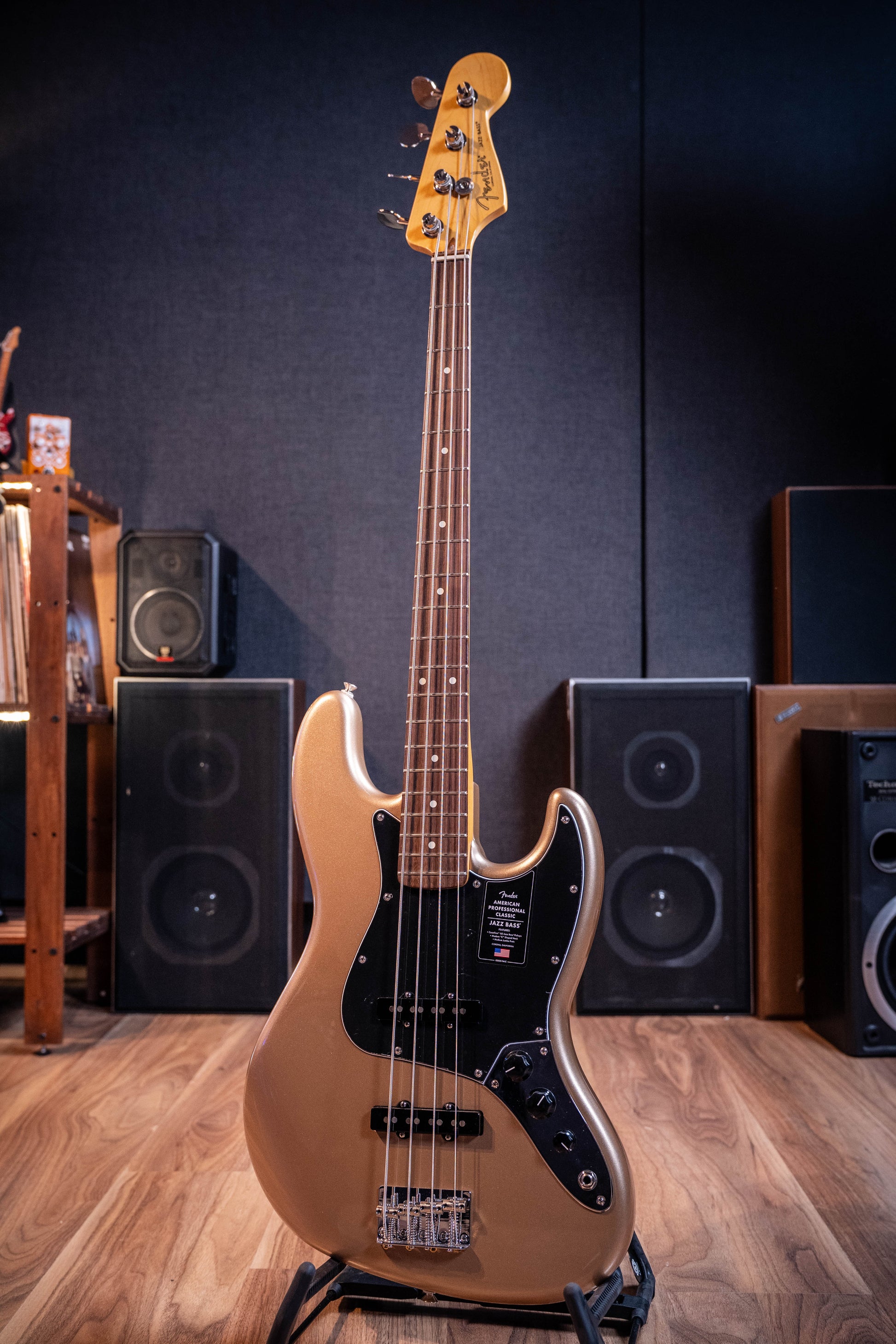 Fender American Professional Classic Jazz Bass - Faded Firemist Gold RW (Black Pickguard)