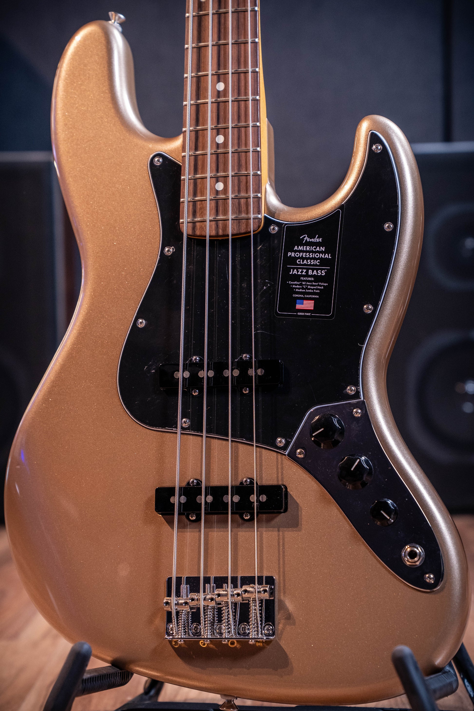 Fender American Professional Classic Jazz Bass - Faded Firemist Gold RW (Black Pickguard)