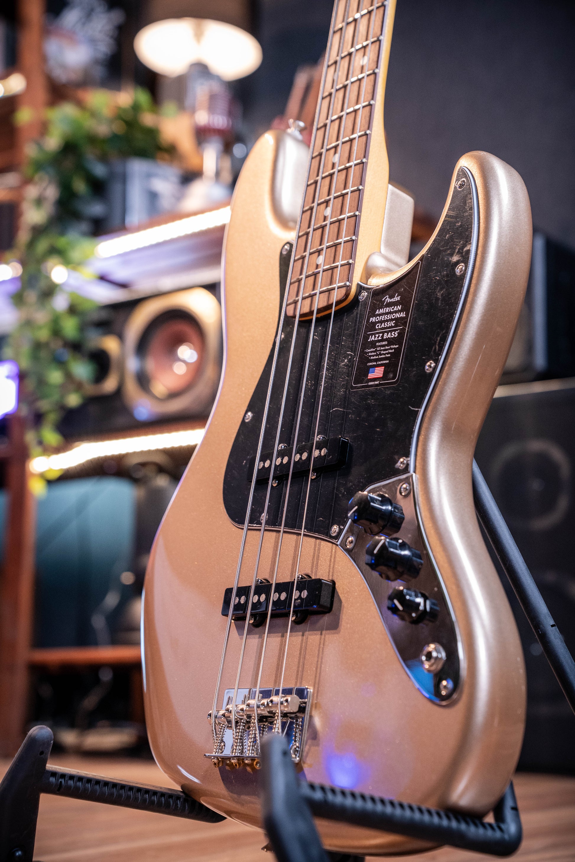Fender American Professional Classic Jazz Bass - Faded Firemist Gold RW (Black Pickguard)
