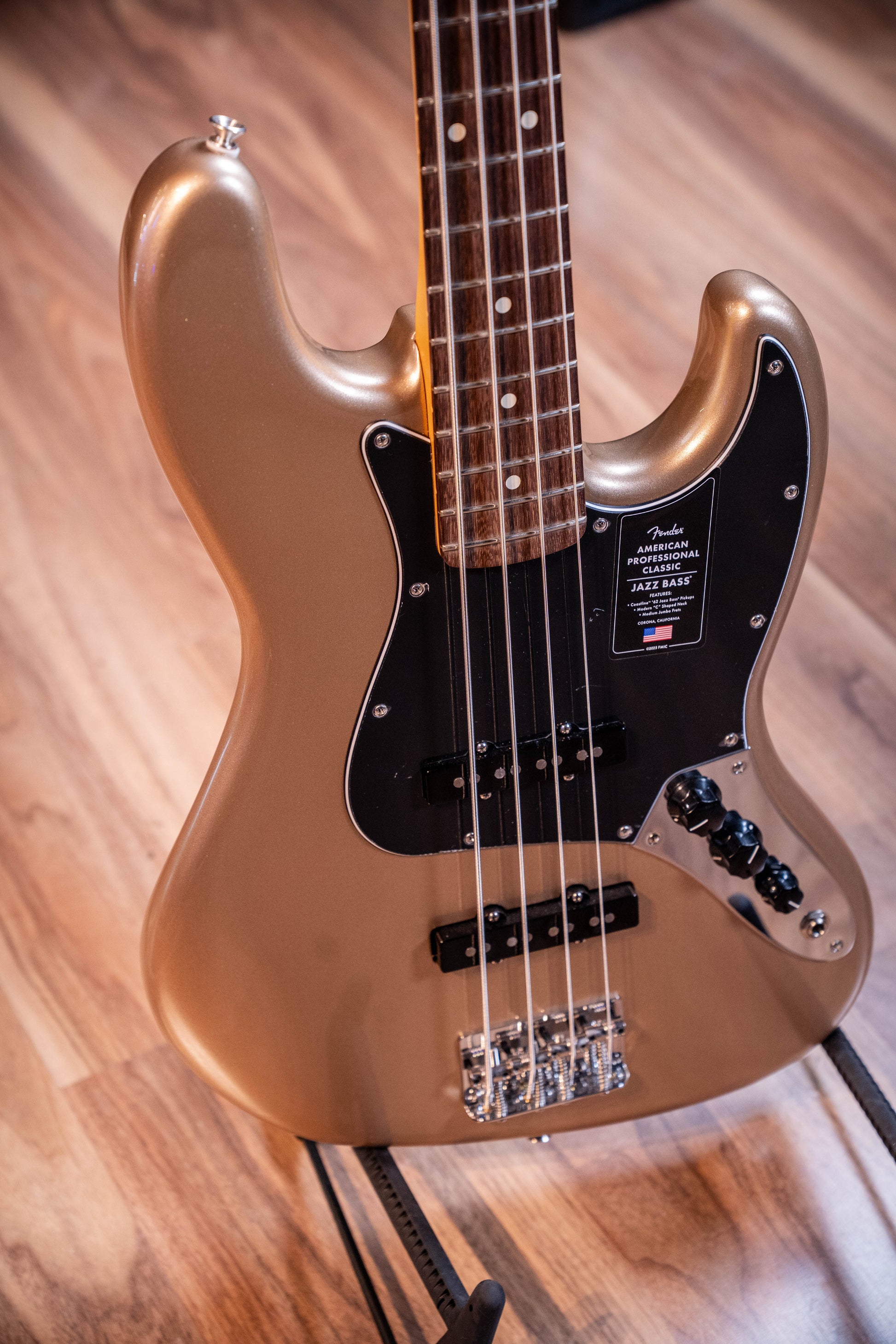 Fender American Professional Classic Jazz Bass - Faded Firemist Gold RW (Black Pickguard)