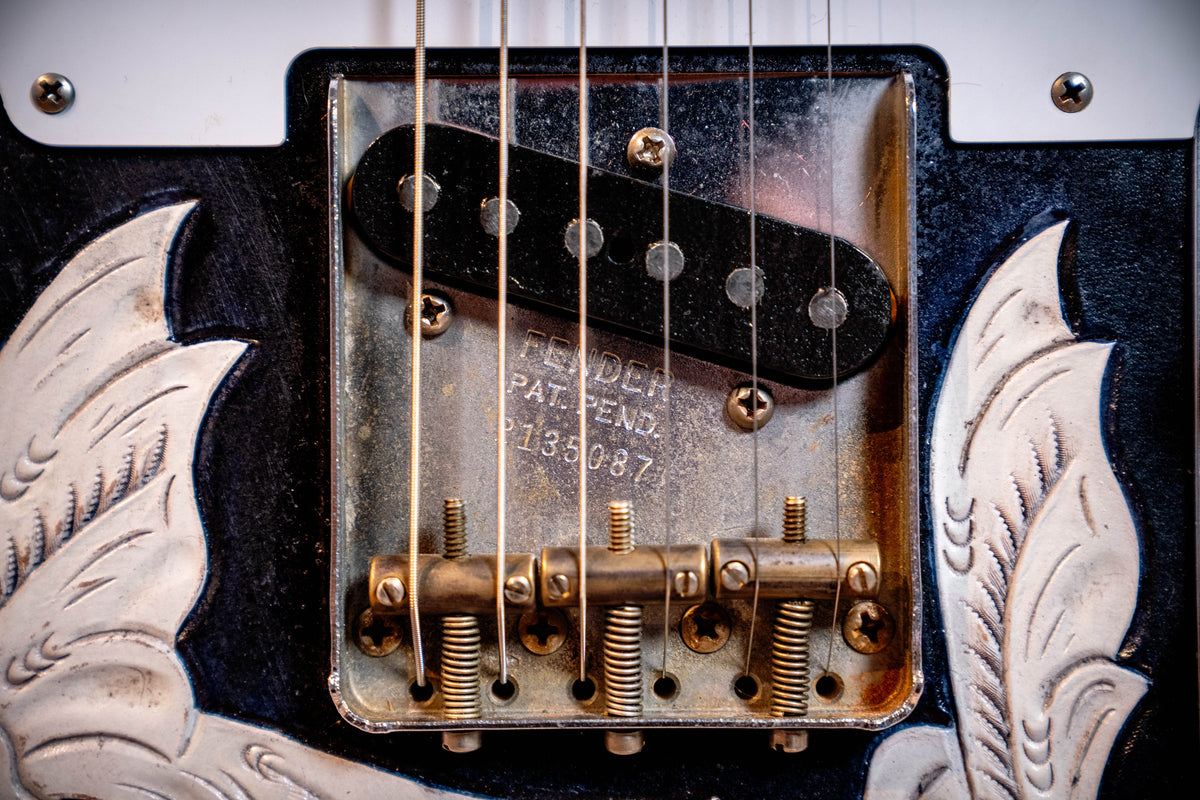 Fender Custom Shop Masterbuilt Waylon Jennings BTB 54' Telecaster Relic - Black and White Tooled Leather over Butterscotch Blonde