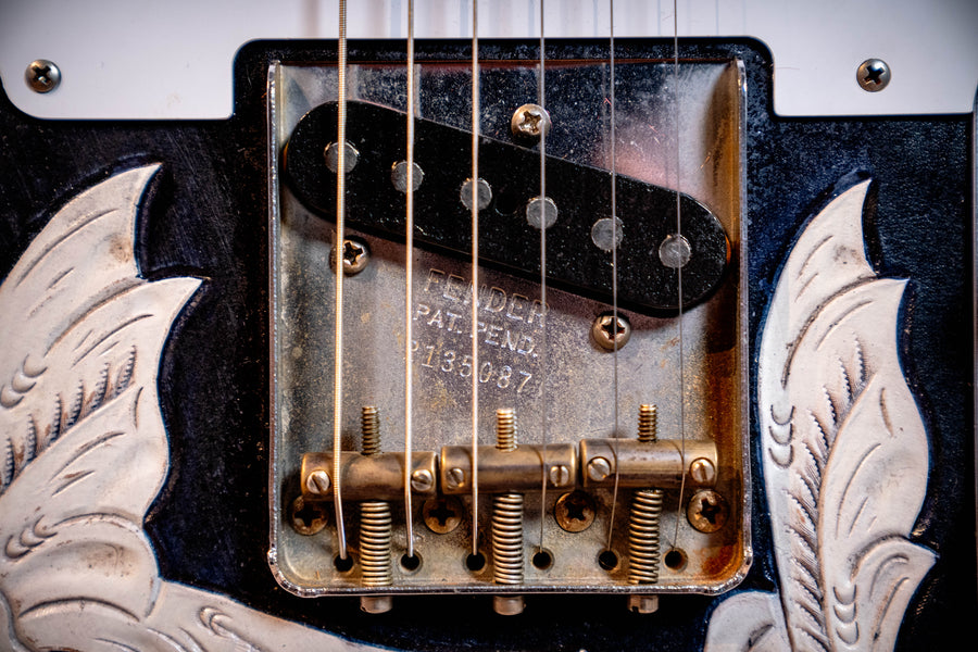 Fender Custom Shop Masterbuilt Waylon Jennings BTB 54' Telecaster Relic - Black and White Tooled Leather over Butterscotch Blonde