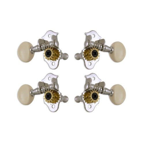 Grover GRO409W Ukulele Machine Head Set - Chrome w/Off White Buttons