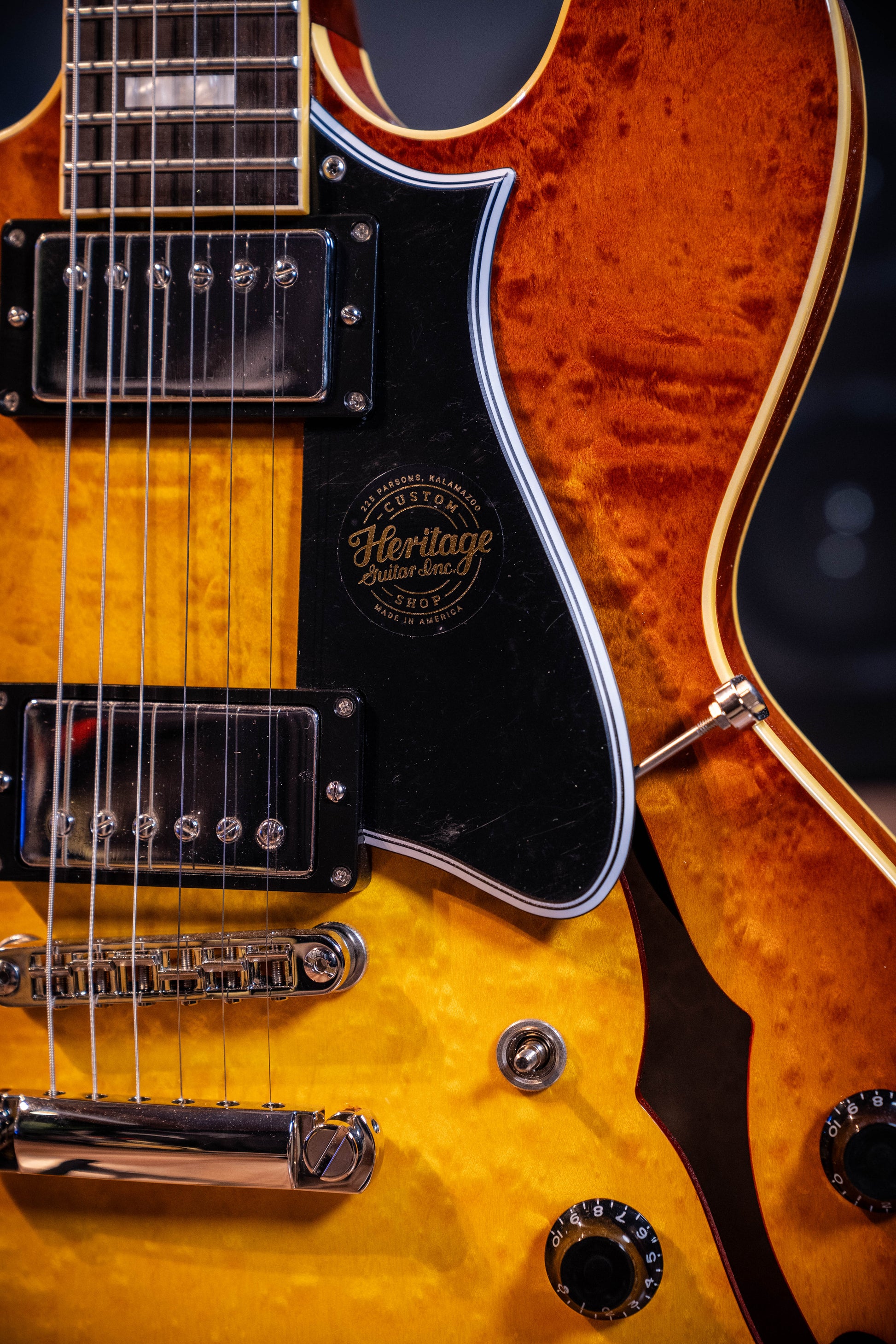 Heritage Custom Shop Core H-535 Blistered Maple Electric Guitar w/Case - Almond Sunburst
