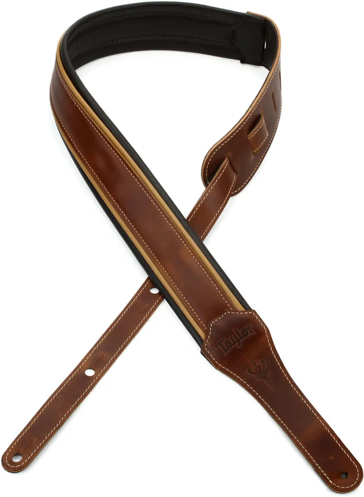 Taylor Century 2.5-inch Guitar Strap - Medium Brown/Butterscotch/Black Leather