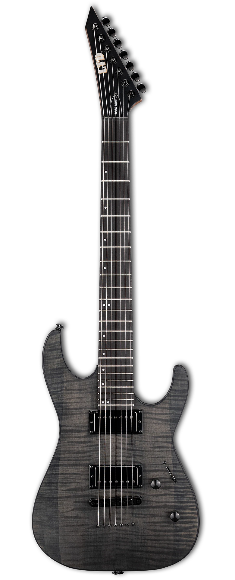 LTD M-207DX Baritone 7-String Electric Guitar - See Thru Black Satin