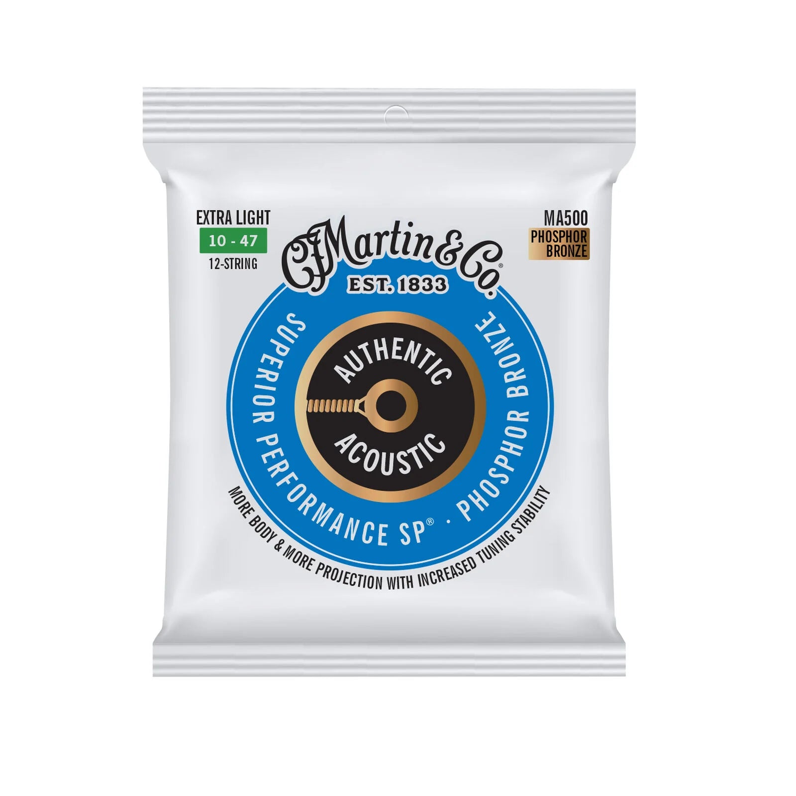 Martin Authentic 92/8 12-String Acoustic Strings - Extra Light 10-47 (MA500)