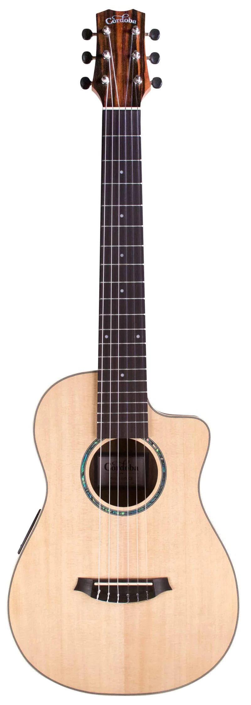 Cordoba Mini II EB-CE Mini / Travel Classical Guitar w/Pickup - Spruce / Striped Ebony