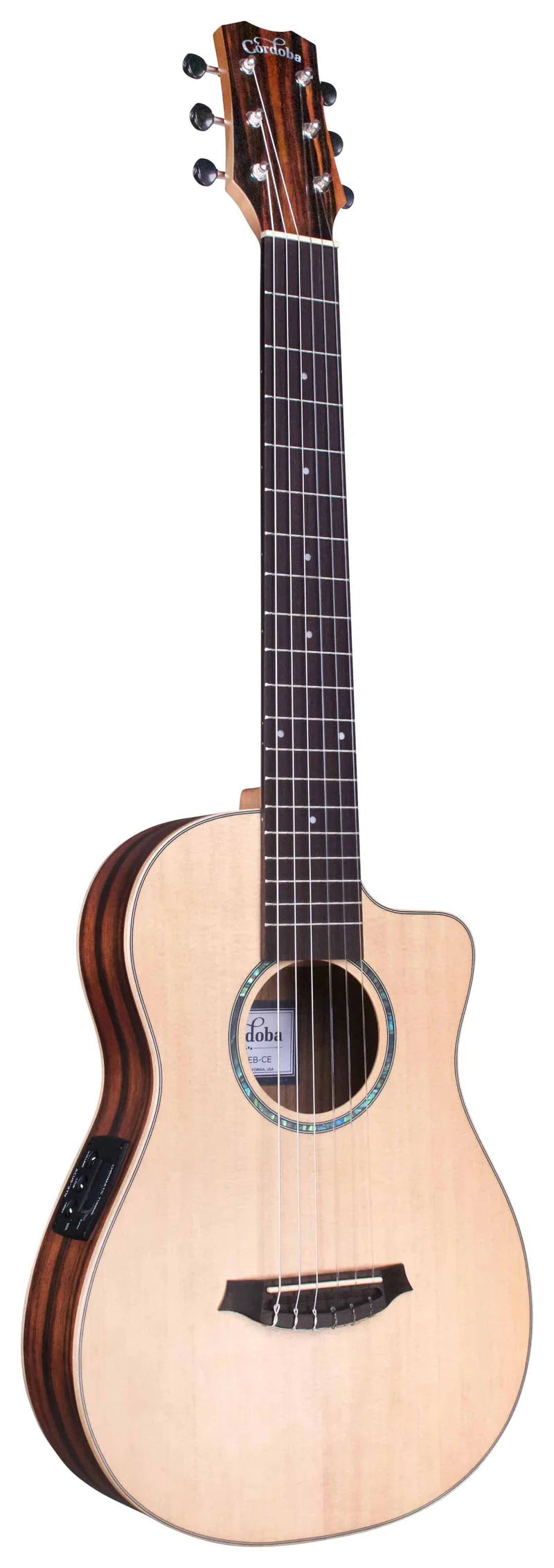 Cordoba Mini II EB-CE Mini / Travel Classical Guitar w/Pickup - Spruce / Striped Ebony