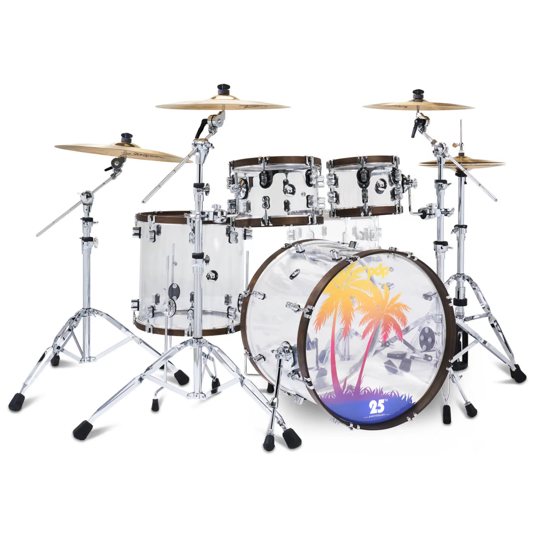 PDP 25th Anniversary 4pc Acrylic Drum Kit w/Hardware + Matching Snare