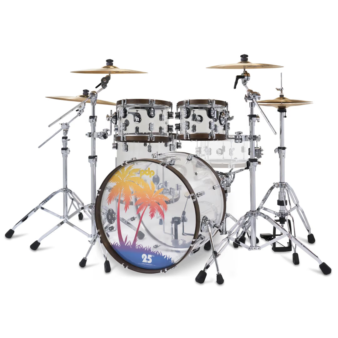PDP 25th Anniversary 4pc Acrylic Drum Kit w/Hardware + Matching Snare